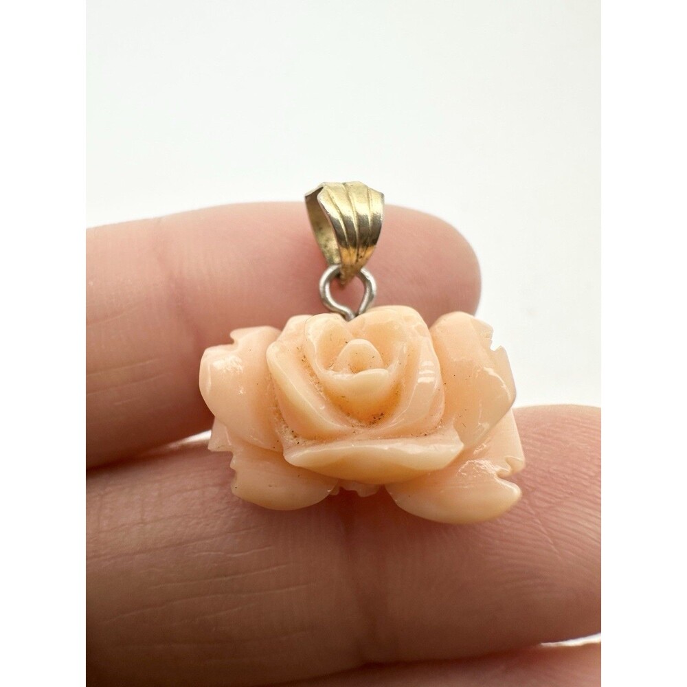 Vintage Angel Skin Coral Pendant Floral